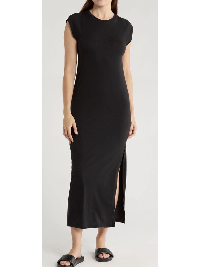 New Frame Le Muscle Cap Sleeve Maxi Dress In Black Size M $198